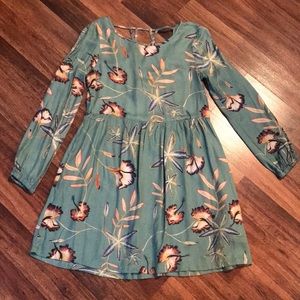 Roxy green floral long sleeve dress